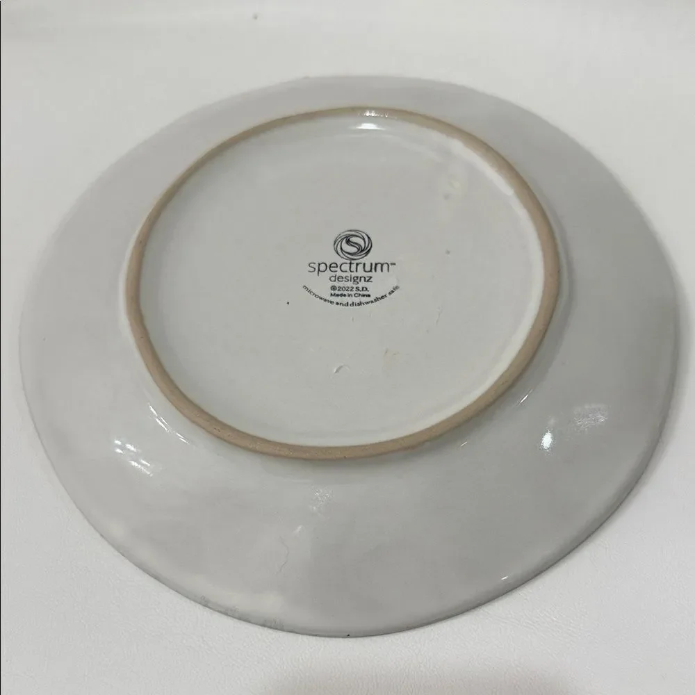 Spectrum Designz 2022 Sea Cove Island Coastal Ceramic 2 Plate Teal Blue White